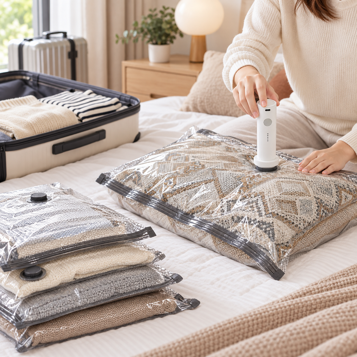 ✈️ Travel Vacuum Bags | Durable Plastic | Suitcase Packing | Travelers | Space-Saving Set