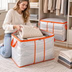 🍊 Bedding Storage Bags | Breathable Fabric | Closet Storage | Home Organizers | Clear Design